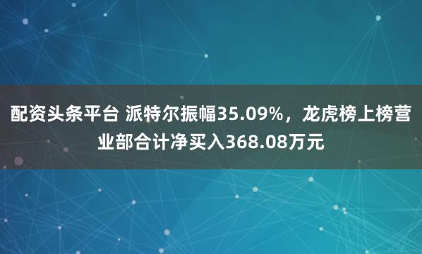 配资头条平台 派特尔振幅35.09%，龙虎榜上榜营业部合计净买入368.08万元