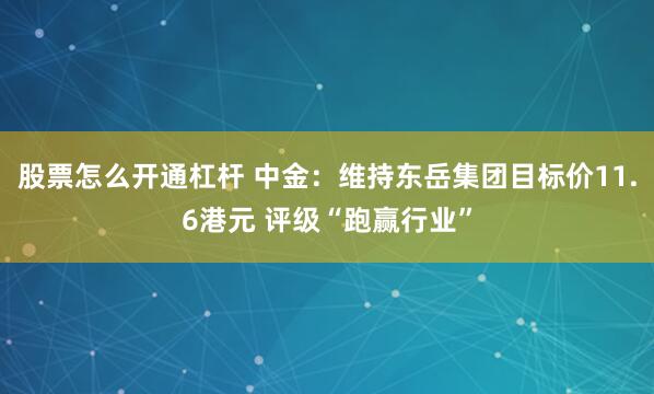 股票怎么开通杠杆 中金：维持东岳集团目标价11.6港元 评级“跑赢行业”